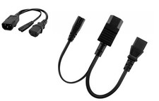 C14 (Male) splitter cable To C13 and C7 (Female) Power Extension Adapter - 60cm