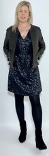 Oliver Bonas Mini Party/Christmas Dress Textured Metallic Short Slv Short RRP£85