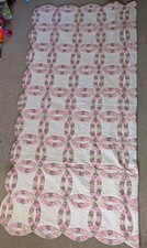 Vintage Patchwork Wedding Rings Bedspread Floral Pink Cream  270cm X 265cm King