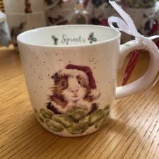 BNWT Royal Worcester Wrendale Designs ‘Sprouts’ Christmas Mug (Guinea Pig)
