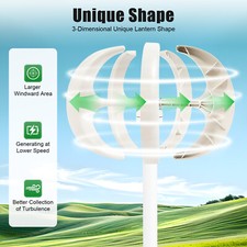 Vertical Lantern Wind Turbine Generator 5 Blades Charger Controller 600W 12V KIT