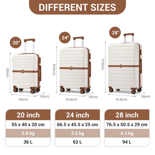 Cream 28inch hard shell - cream, 20/24/28inch
