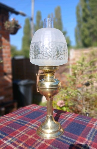 Vintage brass duplex oil - oil, lamp