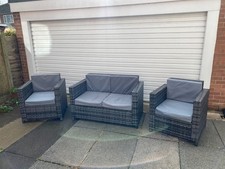 Outsunny Rattan Patio Furniture Set 3 Piece Garden Sofa, 2 Chairs