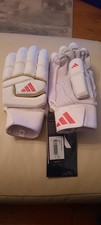 2025 adidas Cricket Incurza 2.0 White Red Gold Batting Gloves - Free P&P