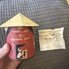 RARE VINTAGE CHARITY COLLECTION MONEY BOX HOUSE CHURCH MISSIONARY SOCIETY 