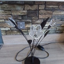 Vintage Poole Lighting 3 X Metal leafs With Tulip Glass Shades Table Lamp black 
