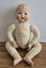 Antique BISQUE HEAD, HANDS and FEET, Cloth Body BABY DOLL - 37cm