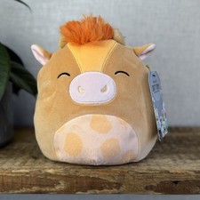 Squishmallow Quinick Brown/Orange Cow Fluffy Hair Cute Cow Squish Small 7.5"