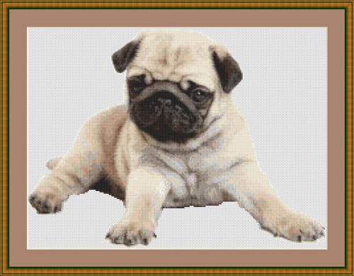 Pug dog cross stitch - cross,