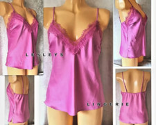 ANN SUMMERS PINK CAMISOLE CAMI TOP SUMMER SUN TOP STRAPPY SILK + LACE UK 8 NEW