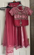 Girls Pink Embroidered Lehnga