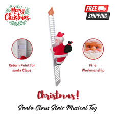 Electric Christmas Santa Claus Musical Toy Climbing Ladder Rope For Xmas Decor