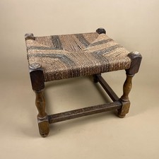 Vintage Woven Wood Footstool