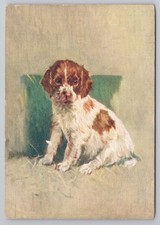 Adorable terrier pup painting, soulful expression, early 20th c