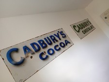 Cadbury's chocolate & Cocoa Enamel sign 36" X 12" Bournville 1920's Rare pair