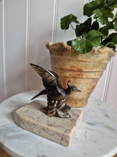 Vintage marble bird - bird, bookend