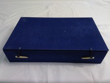 Vintage Oriental Bone Chess Set  -Red/ White Birds - Red/black Board - Blue Case