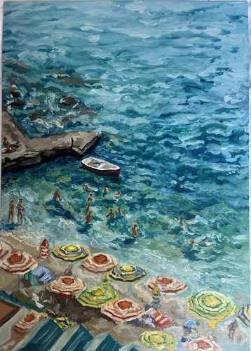 Impressionist beach seascape - impressionist,