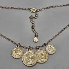 Vintage gold tone coin - vintage, chain