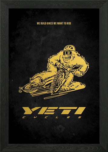 Yeti cycles gold framed wall - yeti,