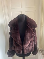 Nicole Farhi  Warm Faux Fur Quality lined  Brown Vintage Jacket  size 8 Used VGC