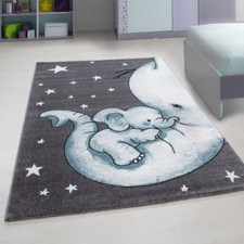 Kids Animal Rug Grey Blue