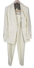 SUITSUPPLY La Spalla Men's Suit UK30R Off-White 2Pc Slim Silk Linen Two-Row Fit