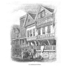 CHESTER Old Houses - Antique Print 1845