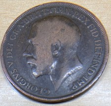 George V  1913  One Penny - 1d Coin