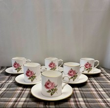 Royal Worcester Roses Coffee Set 18 piece 6x cups saucers side plates A801