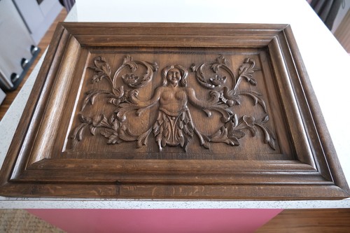 Antique oak framed carved - antique,