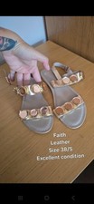 Faith Leather Womens Sandals Gold Flat Size 5/38 Summer Beach Holiday