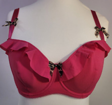 Miss Mandalay Bra 30E Hot Pink Balconette Frill Detail Gigi New with Tags