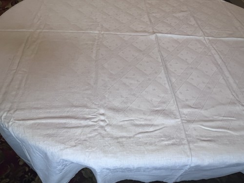 White cotton damask - damask, tablecloth