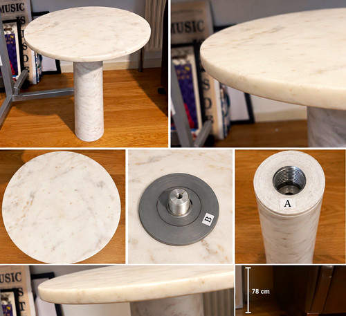 White round marble side - round,
