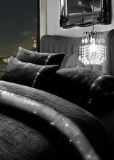 Diamante KASIA TEDDY BEAR Fleece Duvet Cover+Pillow Case Warm & Cozy Bedding Set