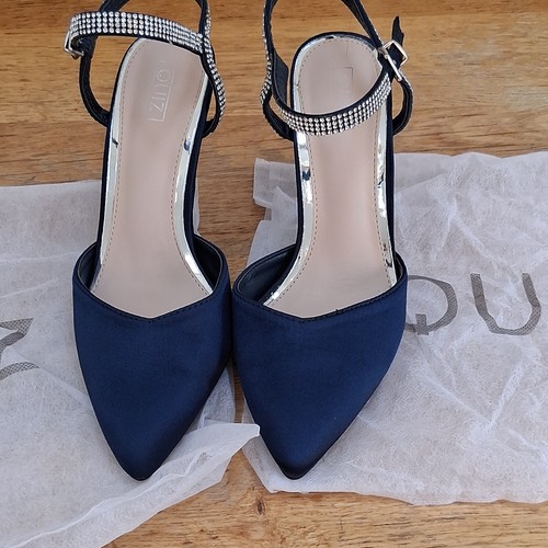Quiz navy satin pointed - satin,