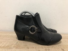 OXY ZONE WOMEN'S BLACK LEATHER SIDE BUCKLE ANKLE BOOTS SHOES UK SIZ 8 EUR 42 A61