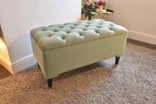 Pale Green Upholstered Ottoman Bench with Hidden Storage | Brand New & Handmade