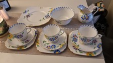 Art Deco Plant Tuscan China, Stunning Handpainted 12 pieces.
