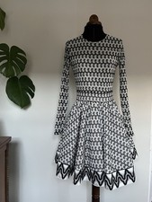 Maje Houndstooth Skater  1950s Fit & Flare Black & White Dress - Size 2 (10)