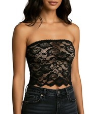 SEE THROUGH LACE STRAPLESS STRETCH BRA  BOOB TUBE TOP