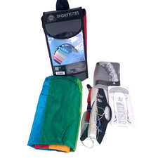 HQ Power Kite Symphony Beach 1.3M Rainbow Complete With Lines Handles Age 8+ VGC