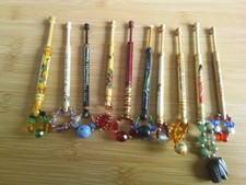 10 Wood Lace Making  Bobbins With Spangles #2