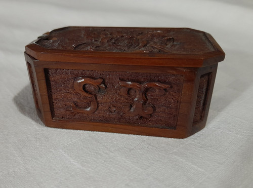 Antique 19thc wooden snuff - antique, box