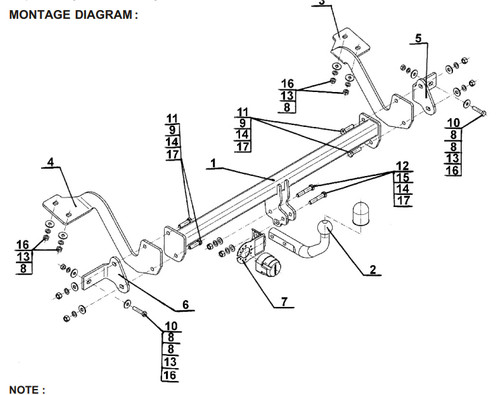 Swan neck tow bar for - tow, vauxhall