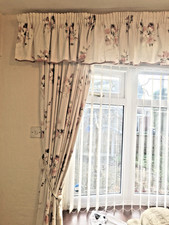 LARGE TAPE TOP CURTAINS FULLY LINED & PELMET 87in LONG X 102in EACH CURTAIN  c