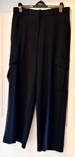 Marks and Spencer Womens Black Wide Leg Cargo Trousers Size 16R New