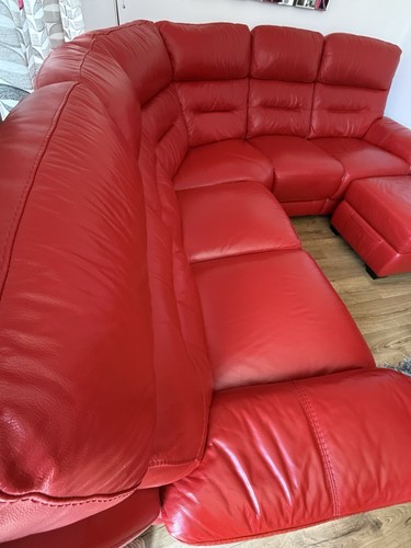Leather corner sofa pouffe - sofa, &